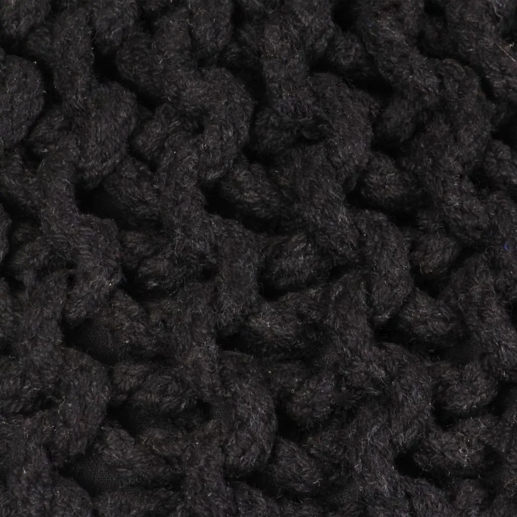 Pufe tricotado à mão algodão 50x35 cm preto