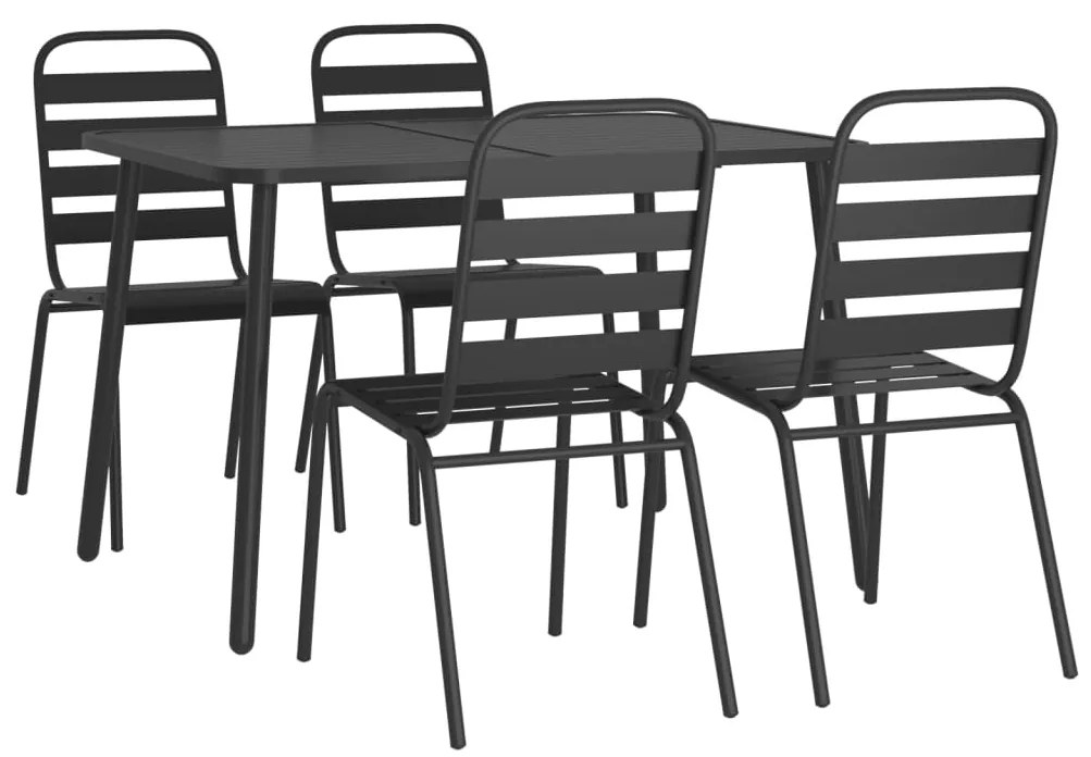 5 pcs conjunto de jantar para jardim aço antracite