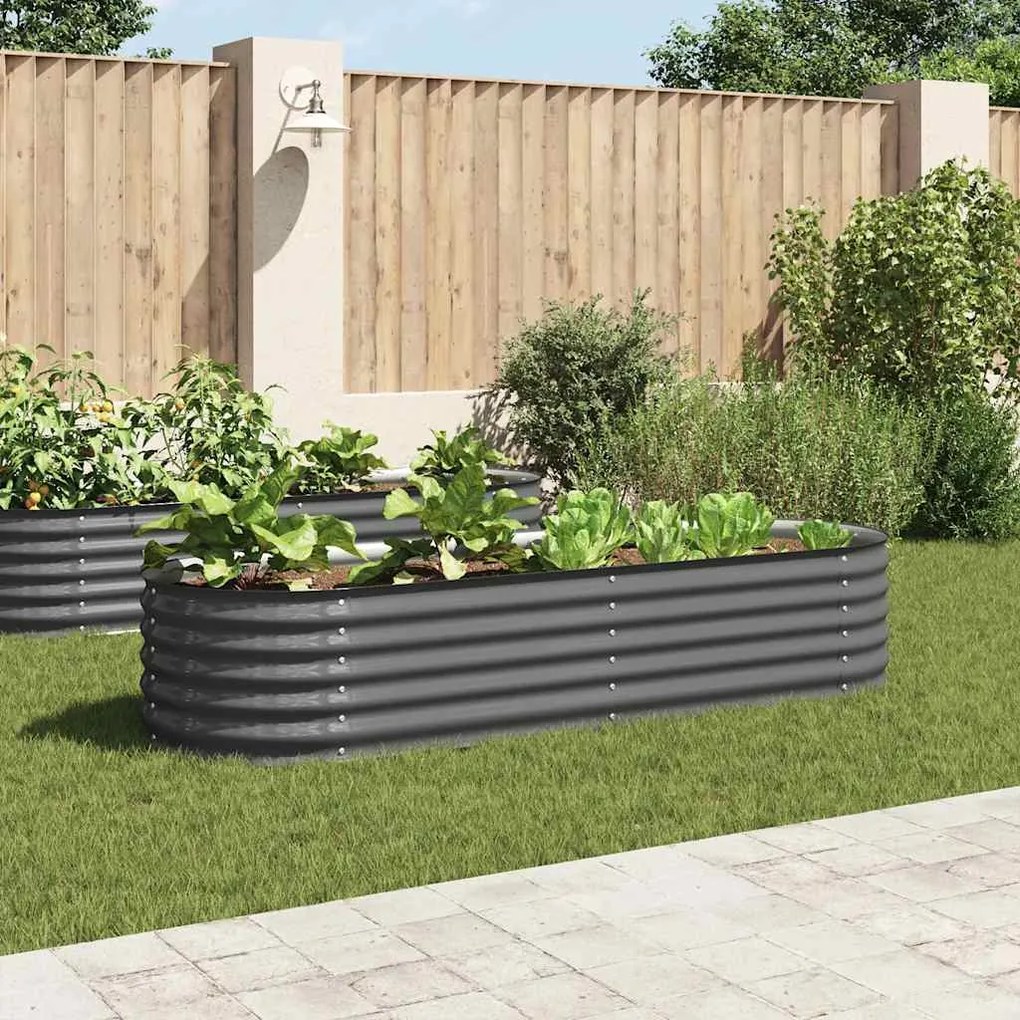 vidaXL Canteiro elevado de jardim aço galvanizado 240x80x44cm cinzento