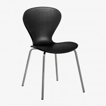 Stackable Dining Chair Uit Cinza Cromado & Polipropileno Preto & Polipropileno - Sklum