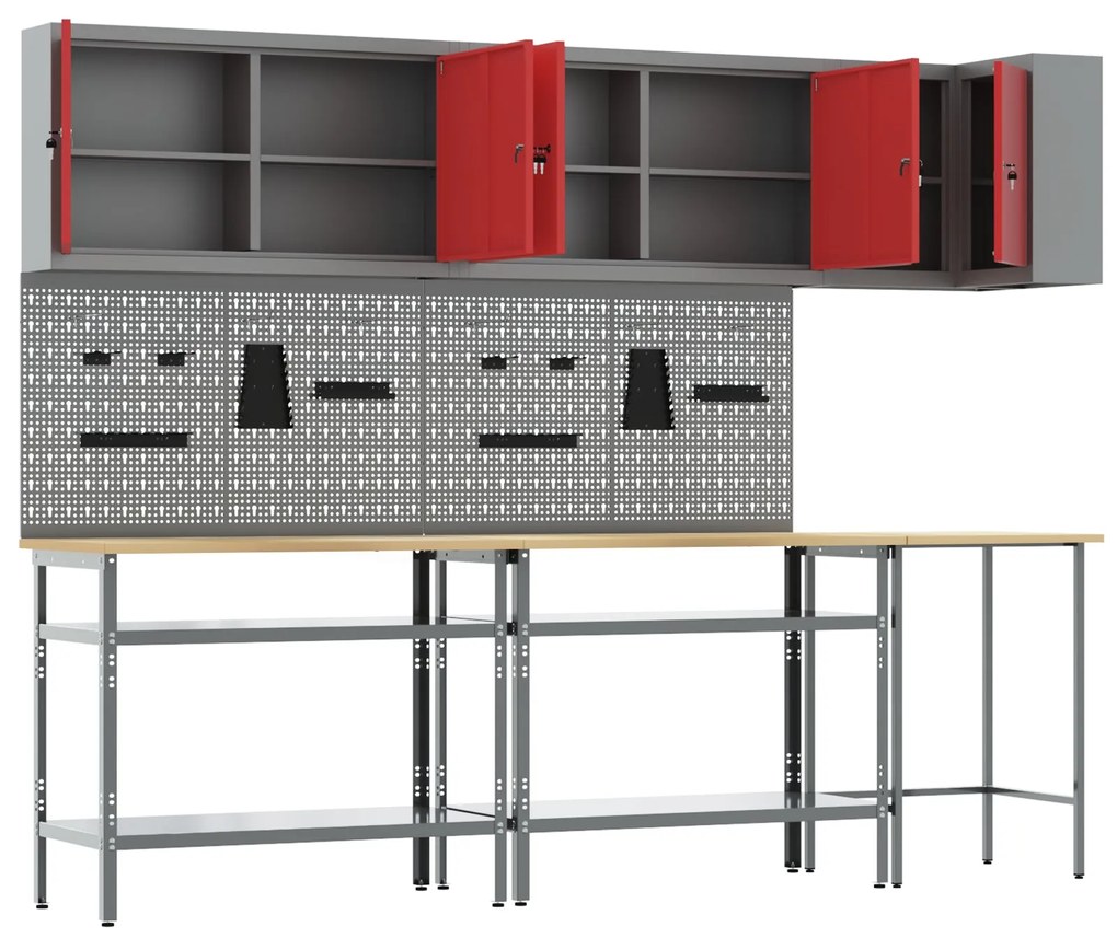 Conjunto de Mesa para Armazenar Ferramentas de 10 Peças vidaXL Vermelh