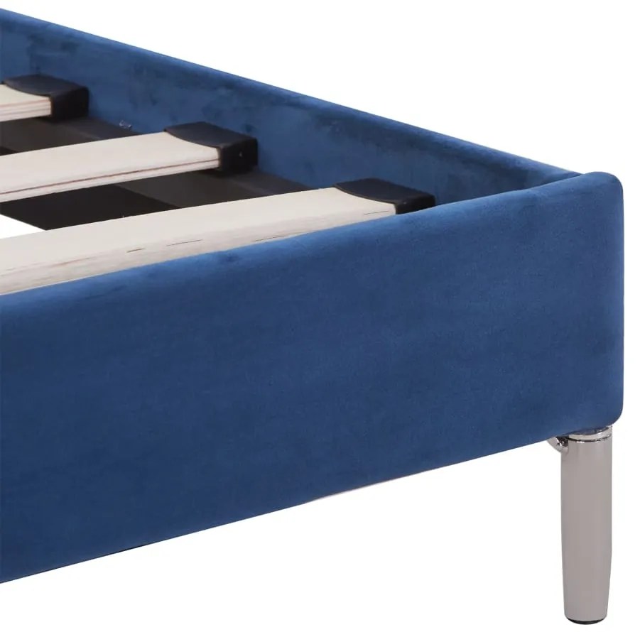 Estrutura de cama com LED 180x200 cm tecido azul
