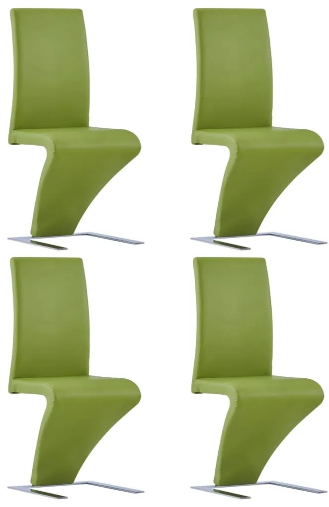 vidaXL Cadeiras de jantar em ziguezague 4 pcs couro artificial verde