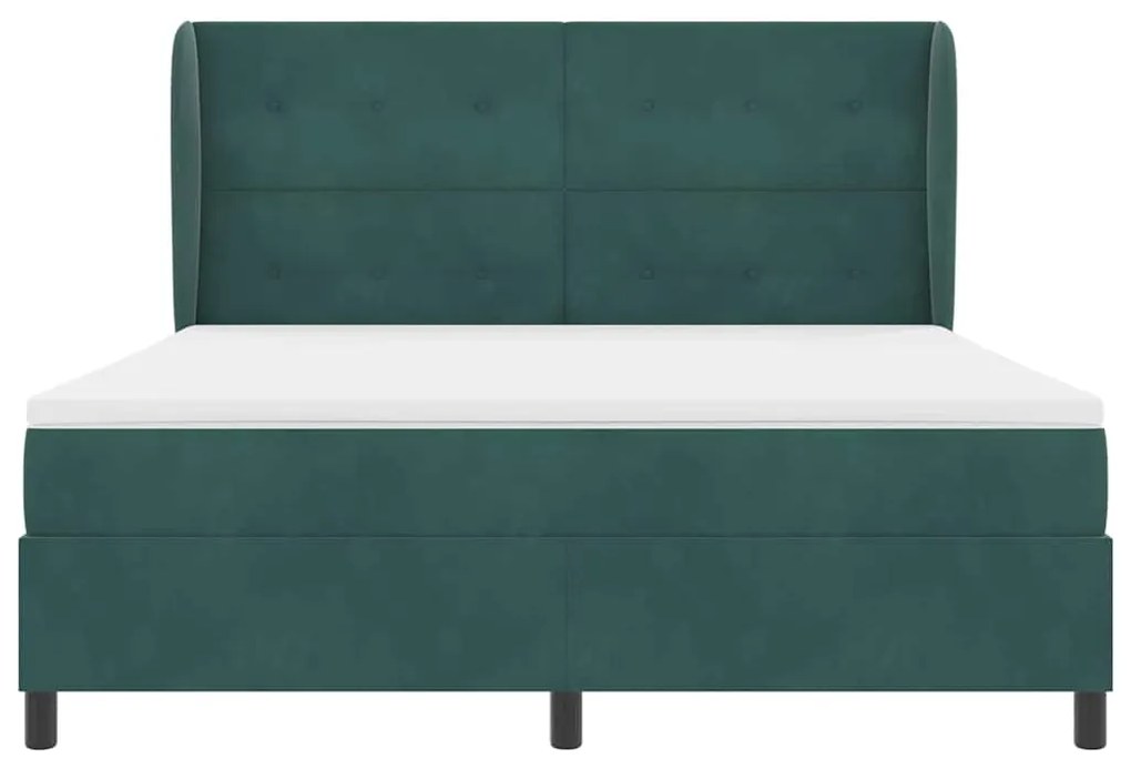 Cama box com colchão verde escuro 180x200 cm em veludo
