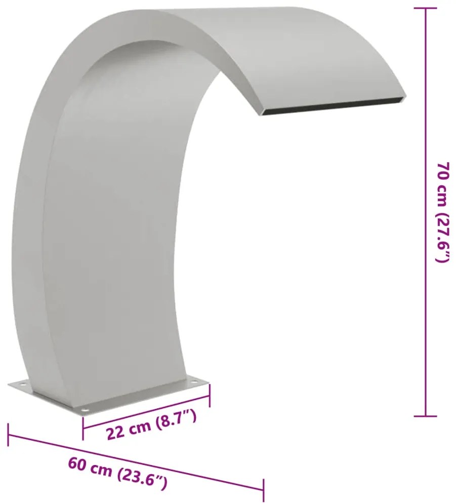 Fonte de piscina com luzes LED 22x60x70 cm aço inoxidável 304