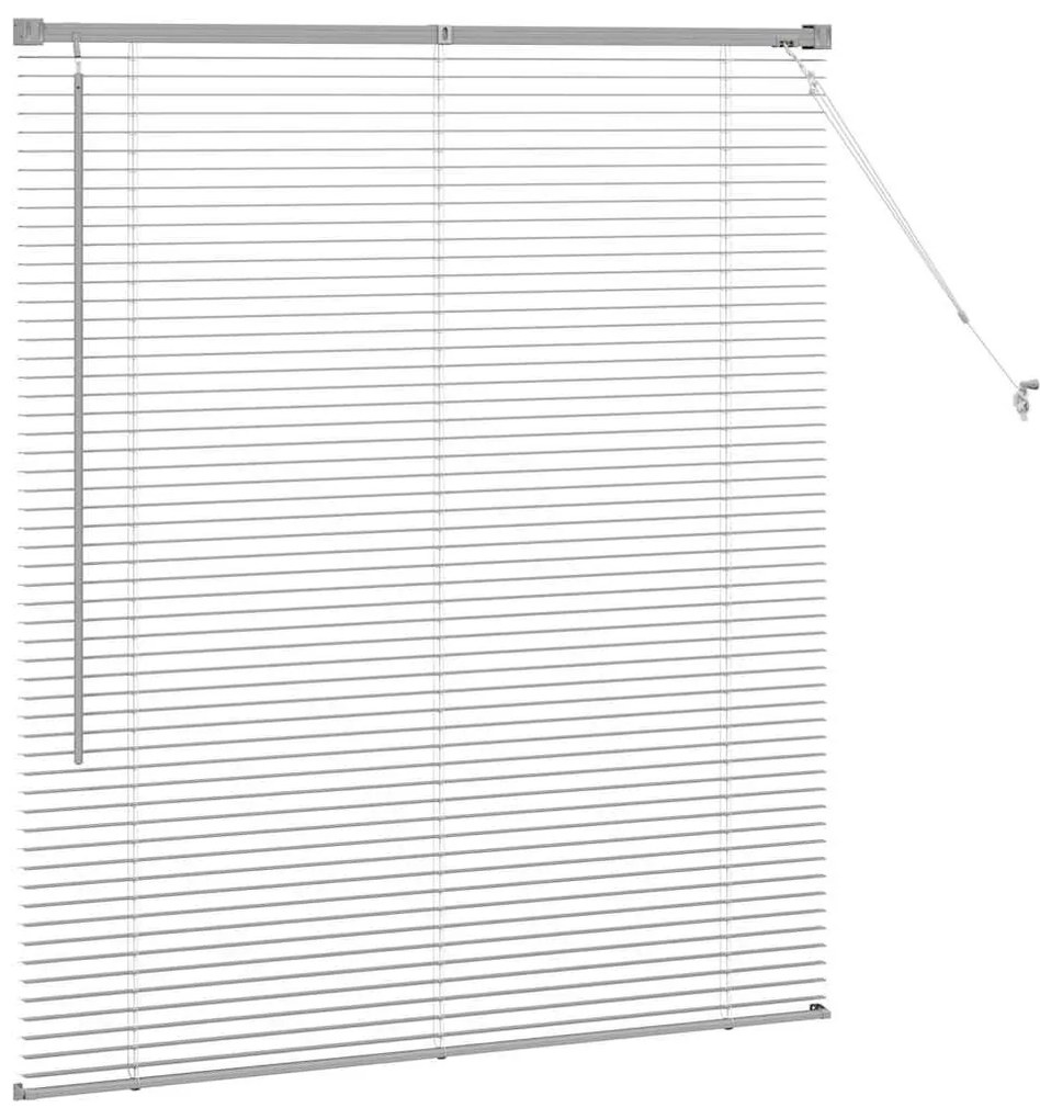 Persiana de Janela com cortinas Manual Prata 80 x 130 cm Alumínio