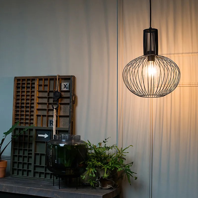 Candeeiro de suspensão design preto - Wire Bake