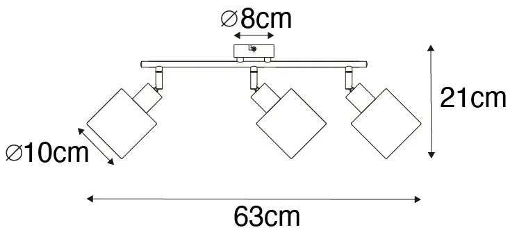 Candeeiro de teto com focos ajustáveis em aço com abajur branco 3-luzes - Hetta Moderno