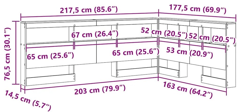 Cabeceira de armazenamento Branco 160 cm Madeira processada