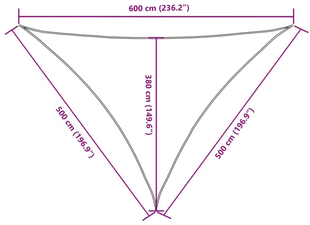 Para-sol estilo vela tecido oxford triangular 5x5x6 m branco