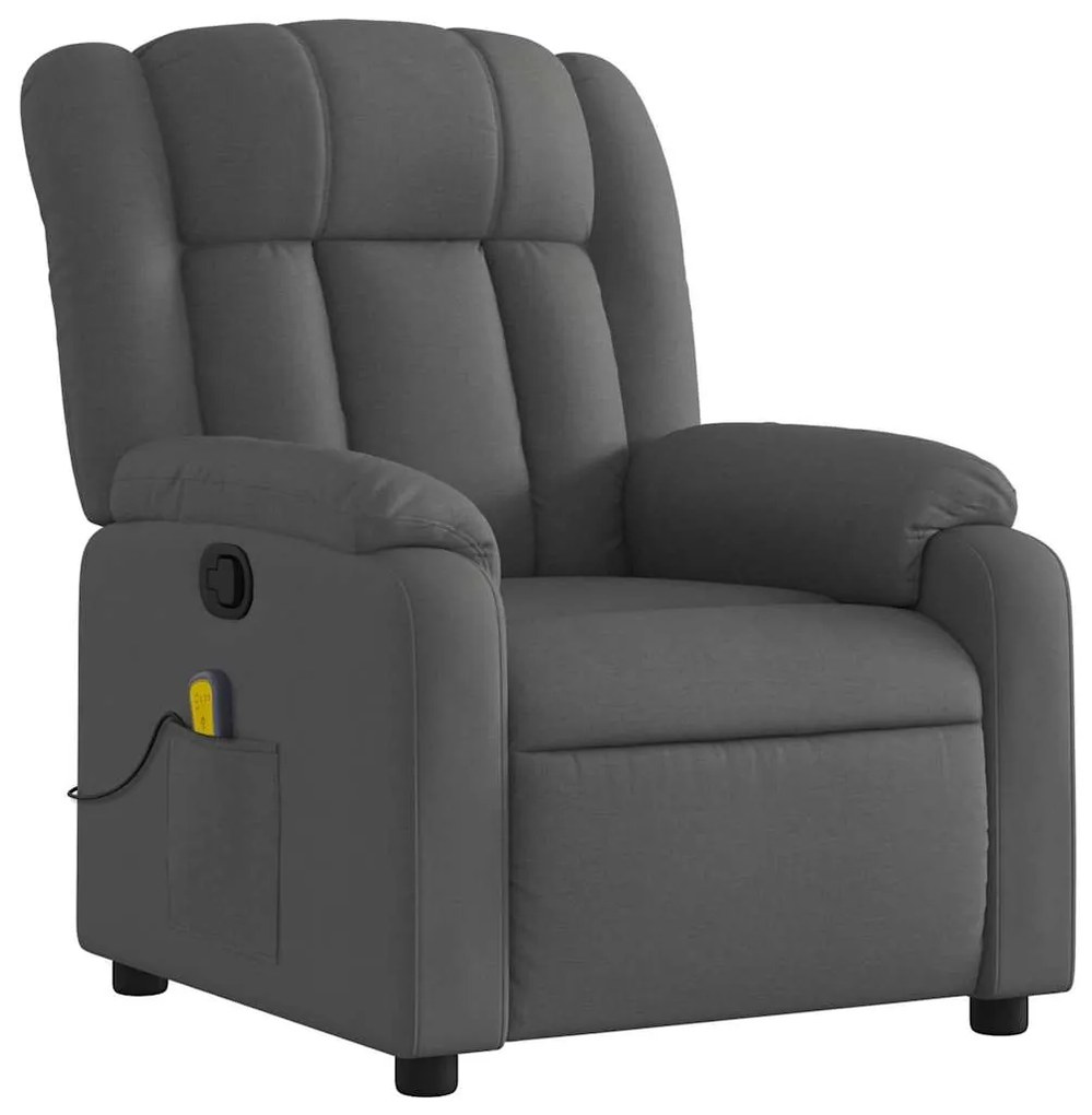 Poltrona de massagens reclinável tecido cinzento-escuro