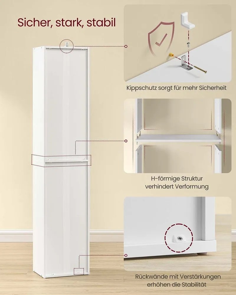 Estante com 6 compartimentos abertos 24 x 30,2 x 160,7 cm em branco