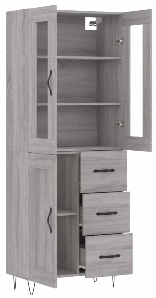 Armário alto 69,5x34x180 cm derivados de madeira sonoma cinza