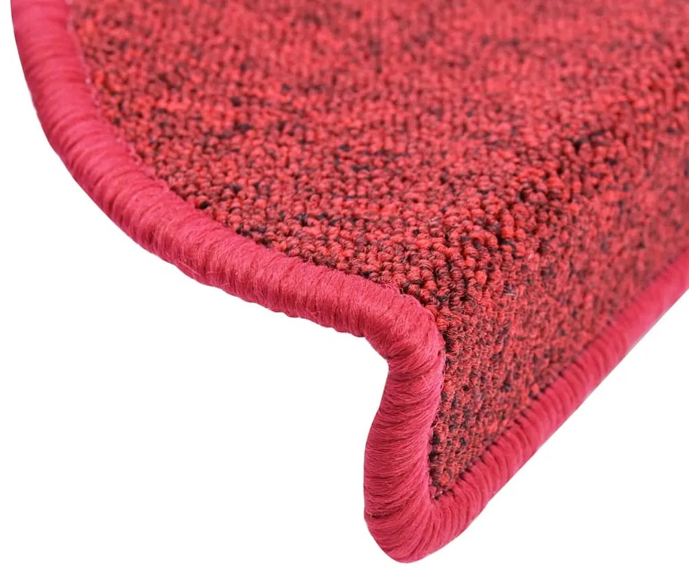 Tapetes de escada 15 pcs 56x17x3 cm vermelho bordô