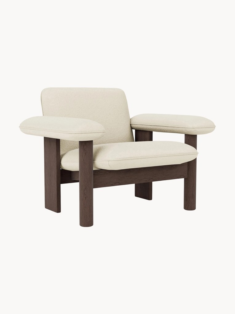 Poltrona de lã em madeira de carvalho Brasilia