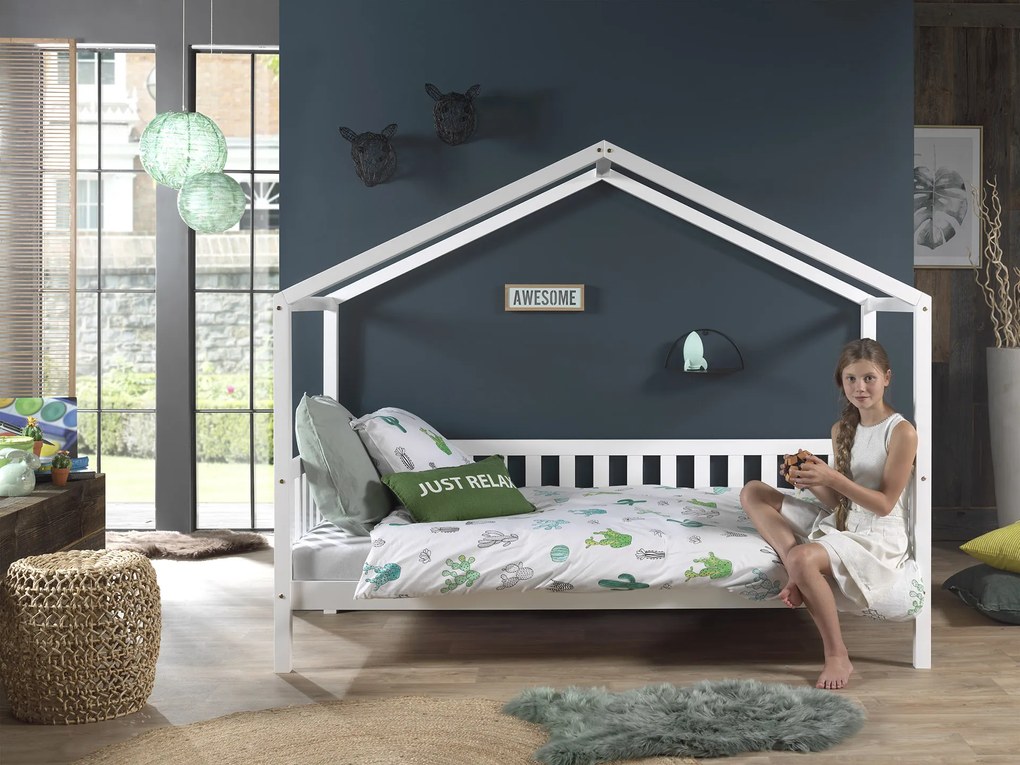 Conjunto Cama infantil de Casa DALLAS Com Ripas 90x200 com gaveta Branca