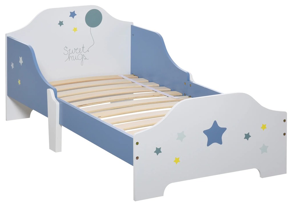HOMCOM Cama para Crianças 143x74x59 cm Cama Infantil com Desenho em Estrelas Carga 50 kg para Dormitório Azul e Branco | Aosom Portugal
