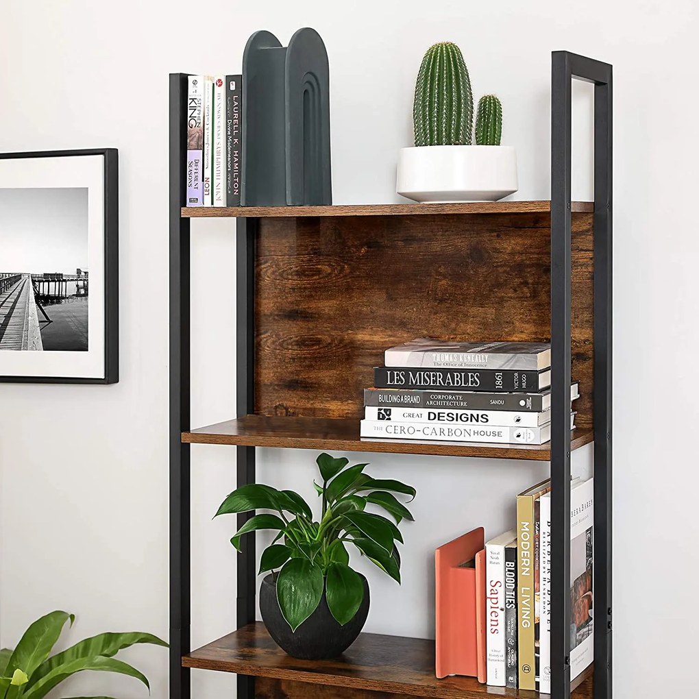 Estante sala, escritorio de 5 prateleiras 62 x 24 x 165 cm Castanho Vintage-preto