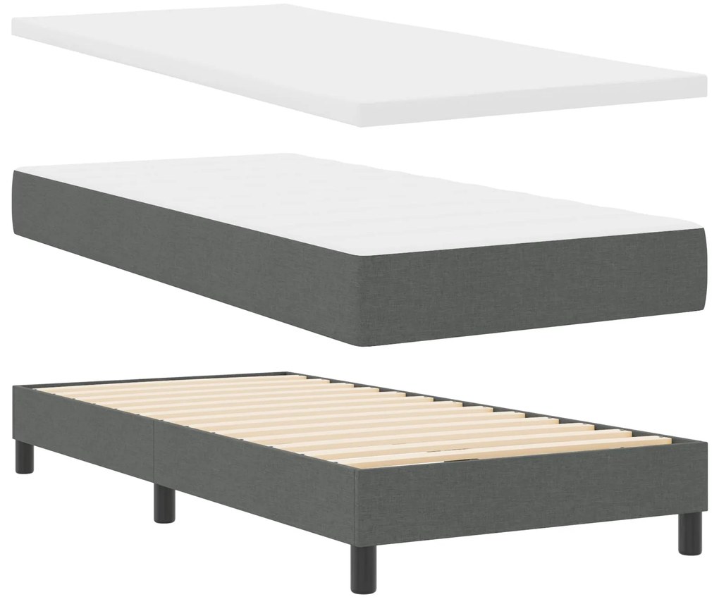 Cama Box Spring com Colchão Cinza Escuro 90x190 cm Tecido