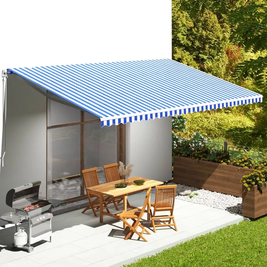 Tecido de substituição para toldo 6x3,5 m azul e branco