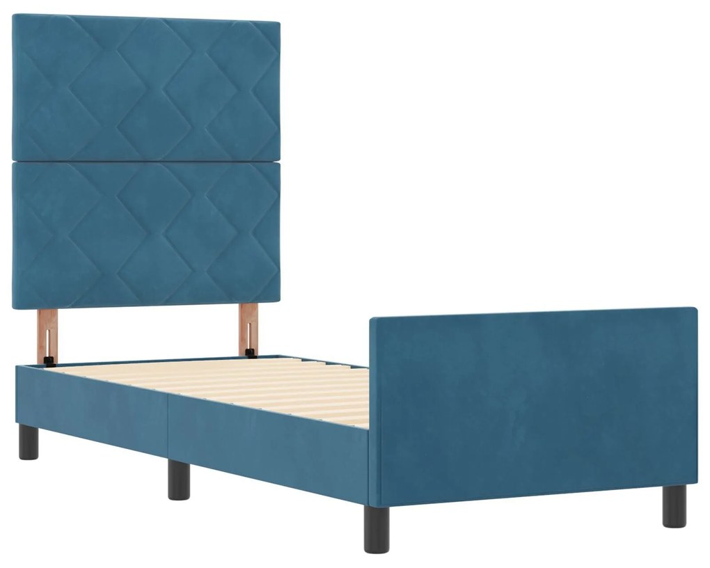 Estrutura de Cama de Veludo Azul Escuro vidaXL 80x200 cm