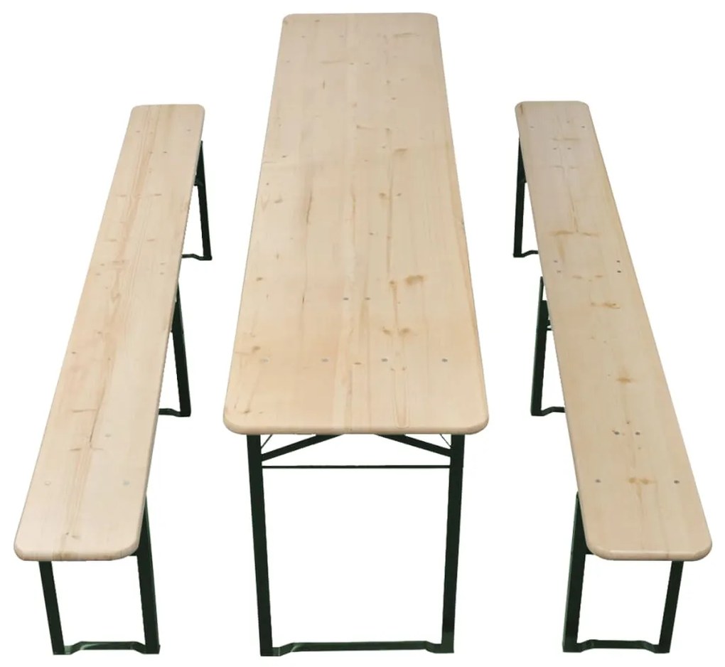 Mesa de cerveja dobrável c/ 2 bancos 220 cm madeira de abeto