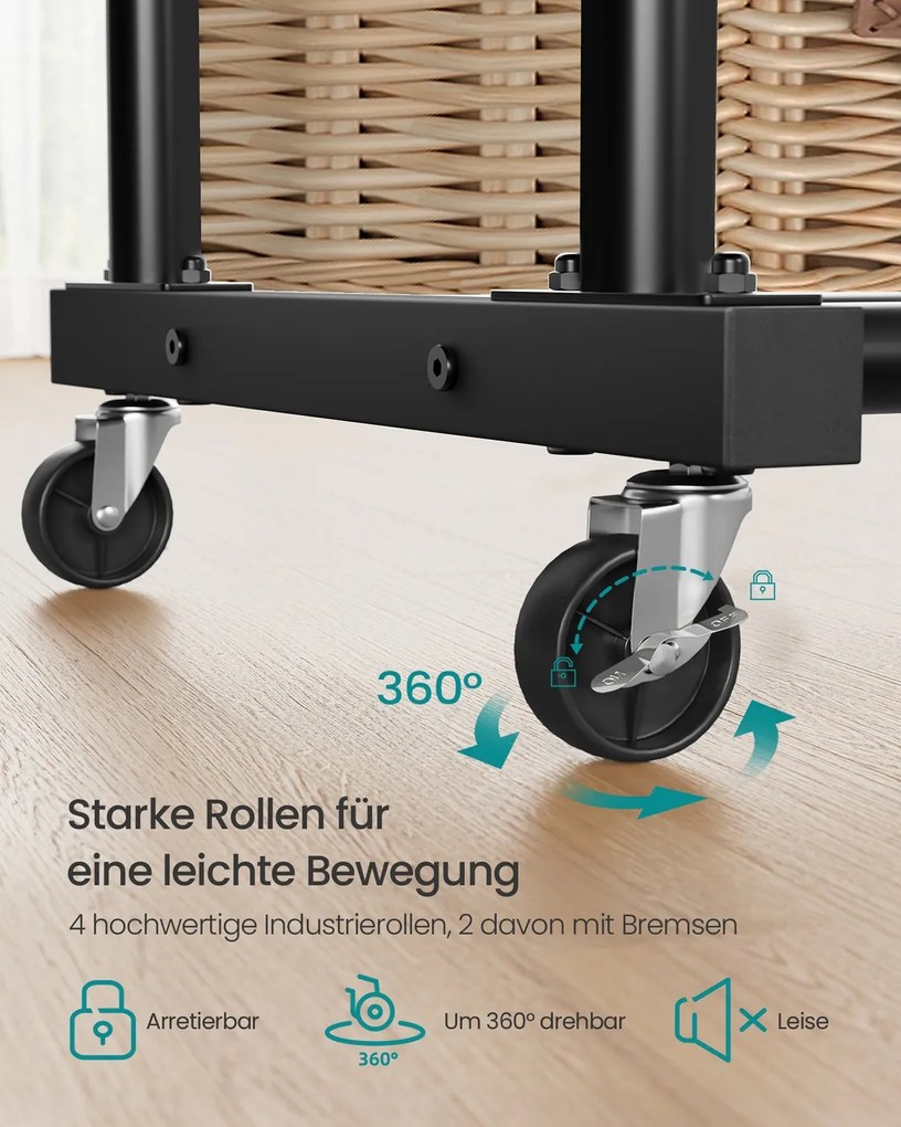 Guarda roupa cabideiro 46,5 x 110 x 155,5 cm com rodas para armazenamento flexível, Preto