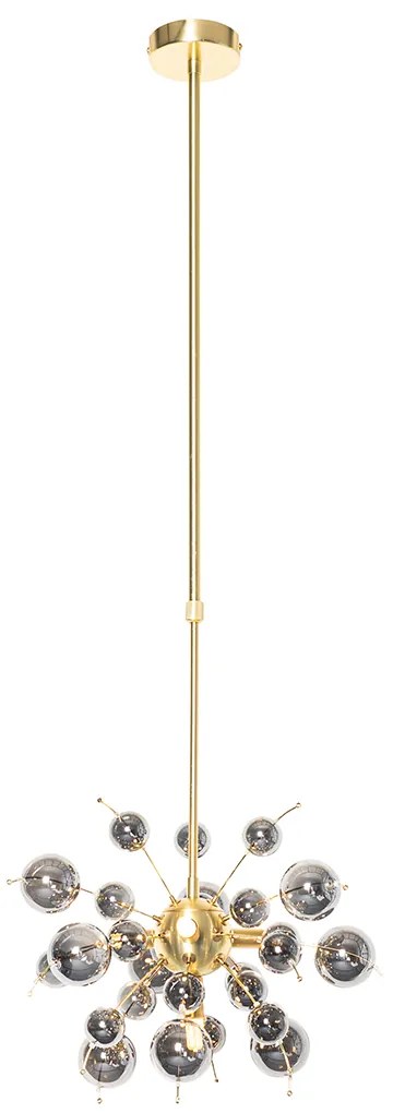 Candeeiro de suspensão design latão com vidro fumê 4-luzes - Explode Design