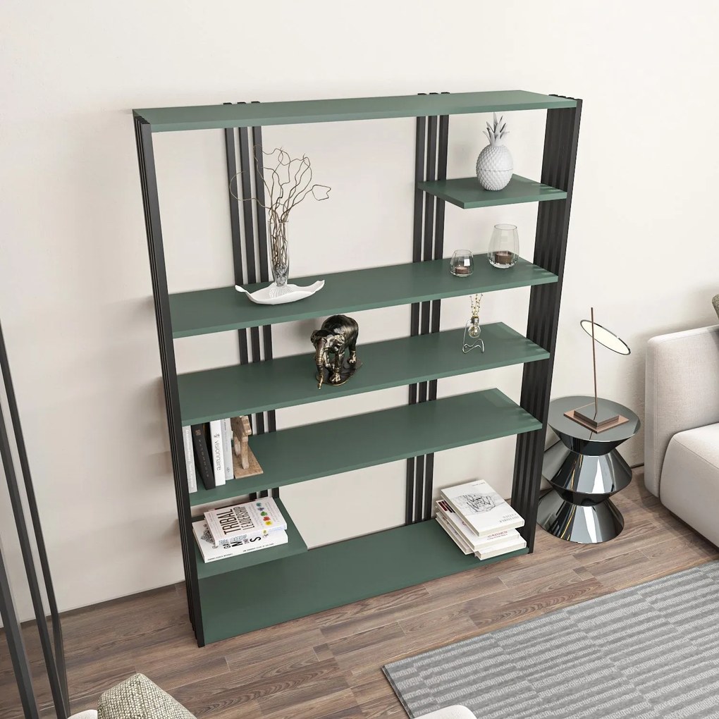 Estante Jenny – Verde/Preto – 120x160x29,6 cm