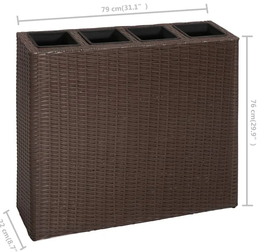Floreira de jardim com 4 vasos 2 pcs vime PE castanho