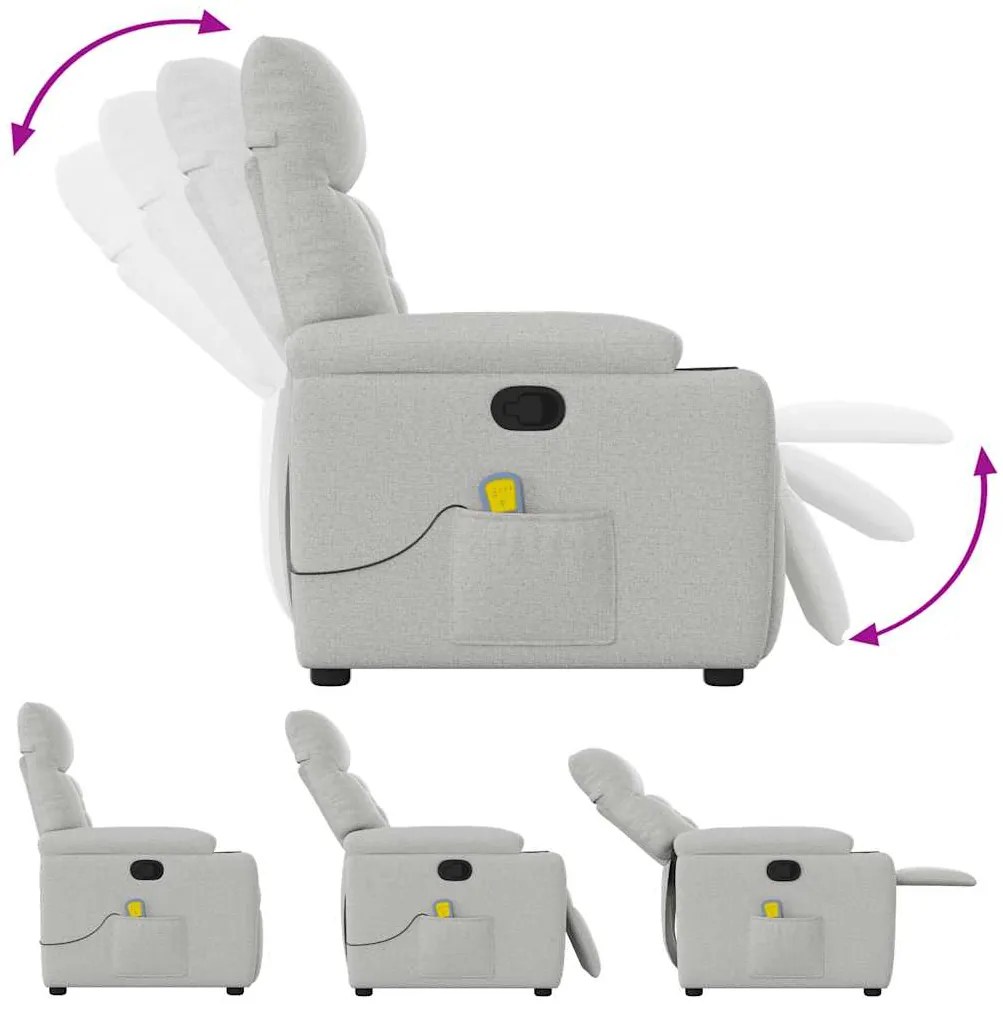 Cadeira de massagem reclinável tecido cinzento