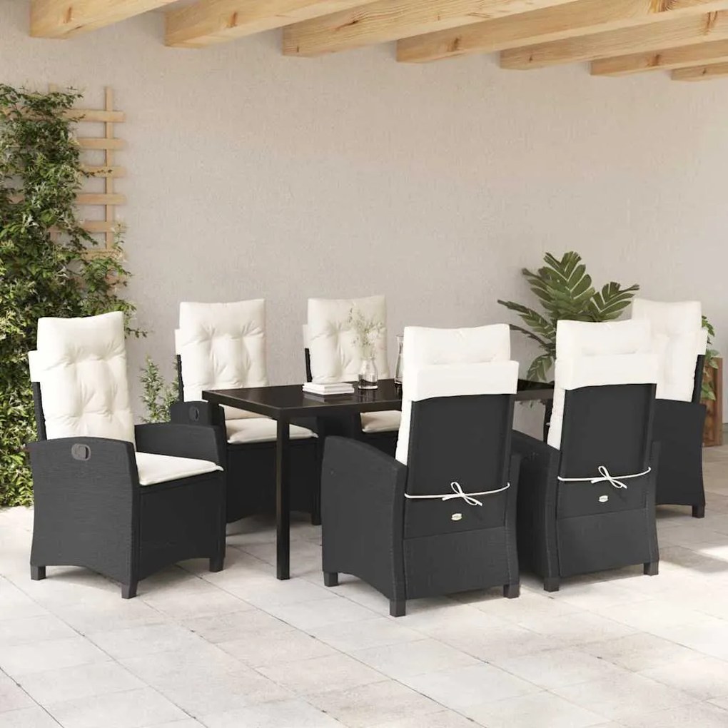 Conjunto de Jantar de Jardim com 7 Peças e Almofadas - Rattan Sintétic