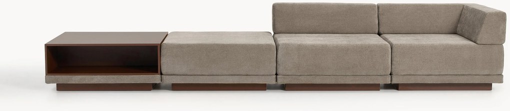Sofá modular Colin (4 lugares) com mesa de centro e pufe