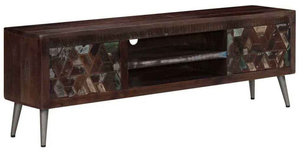 Móvel de TV madeira recuperada maciça 140x30x45 cm