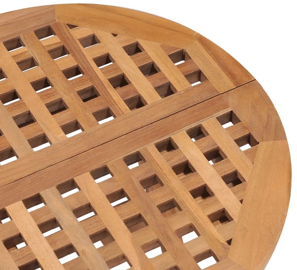 3 pcs conj. jantar dobrável exterior c/ almofadão teca maciça
