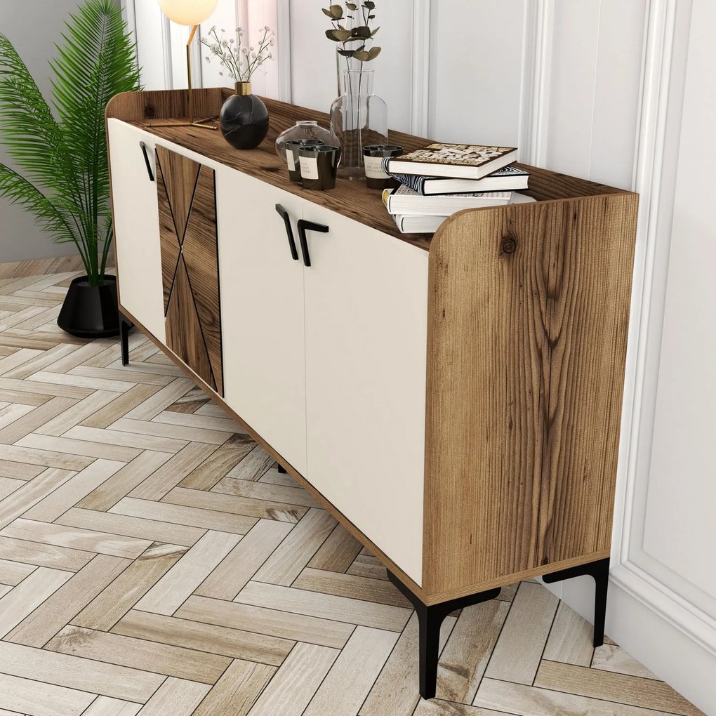Console Venedik – Walnut Cream – 180 x 78 x 35 cm