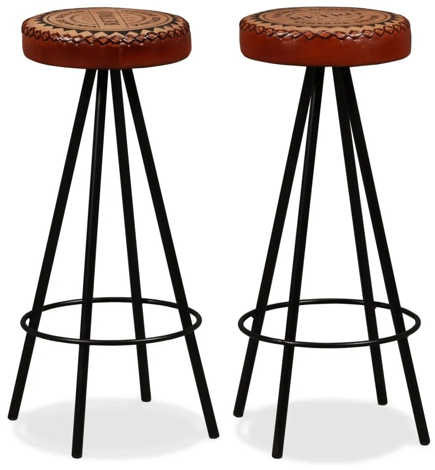 245447 vidaXL Bancos de bar 2 pcs couro genuíno