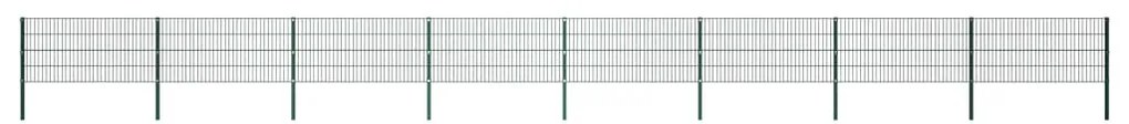 vidaXL Painel de vedação com postes ferro 13,6x0,8 m verde