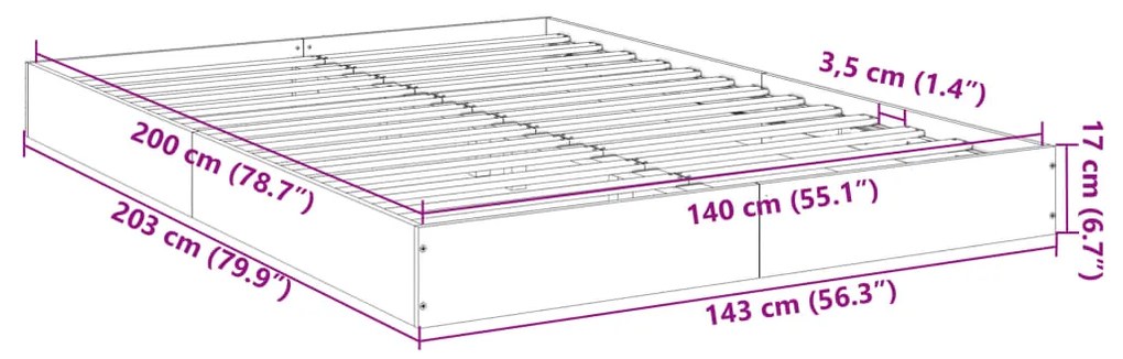Estrutura de cama 140x200 cm derivados de madeira branco
