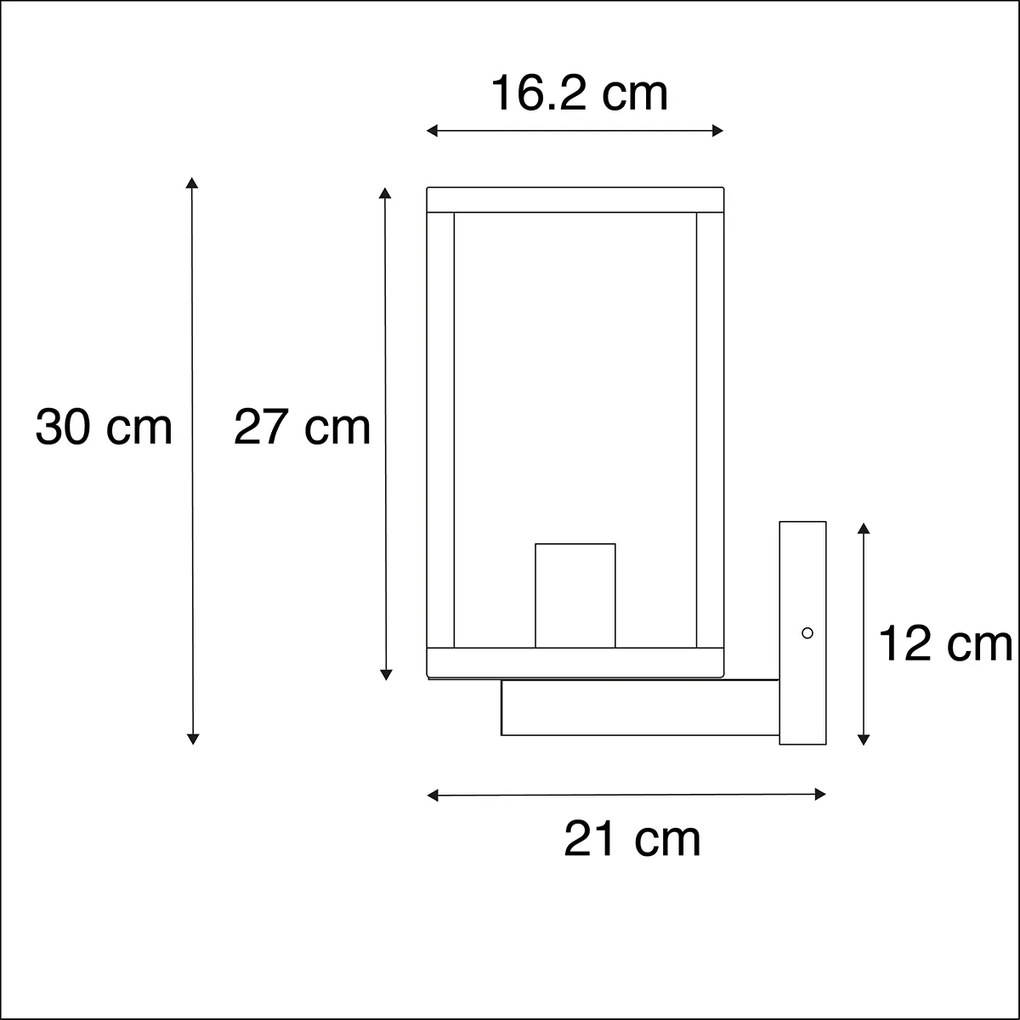 LED Candeeiro de parede exterior inteligente preto com vidro 30 cm com Wi-Fi ST64 - Rotterdam Moderno