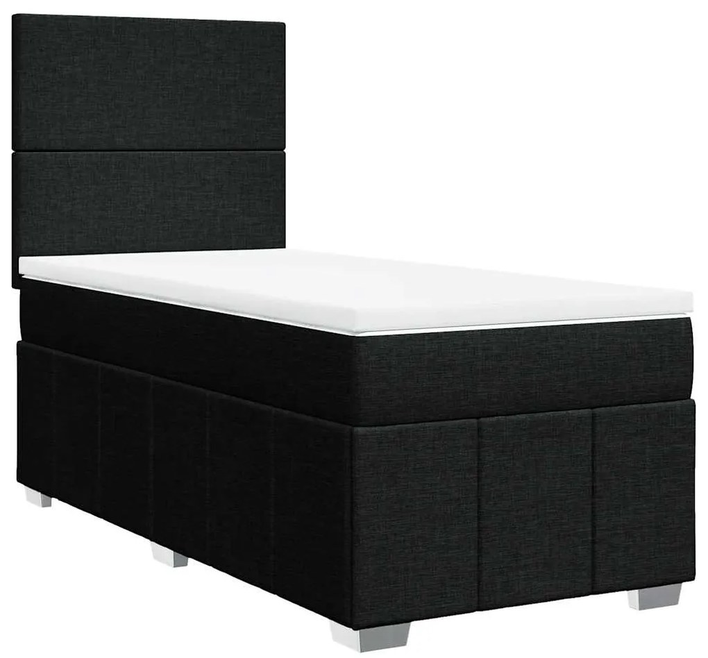 Cama com molas/colchão 80x200 cm tecido preto