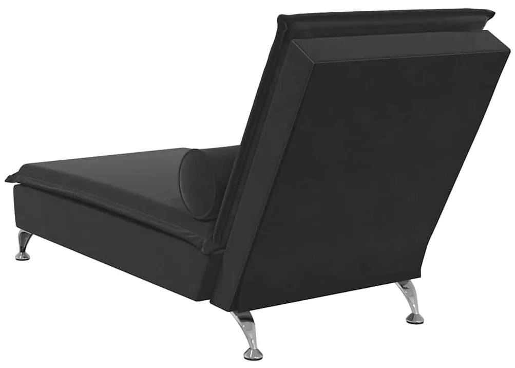 Chaise lounge de massagem com rolo veludo preto