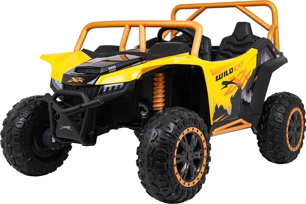 Buggy elétrico para Crianças 24V, 4x4 Arctic Cat WILDCAT XX, 2 Lugares Rodas Espuma EVA, assento couro Amarelo