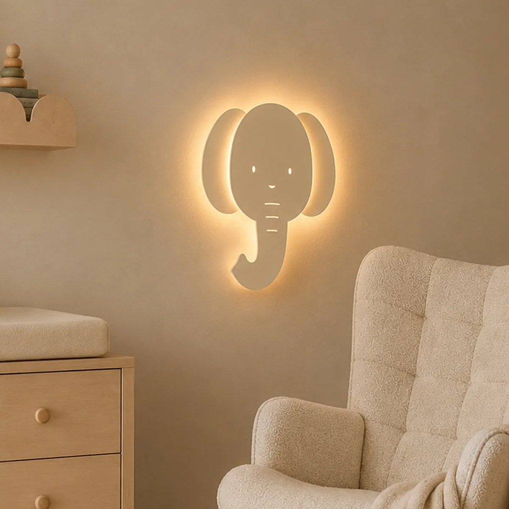 Candeeiro de parede infantil bege com LED regulável em 3 níveis - Ellie the Elephant