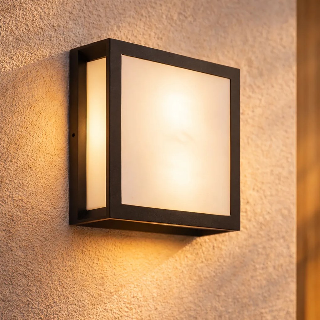 Candeeiro de parede exterior moderno preto 2 luzes IP44 - Jeffrey