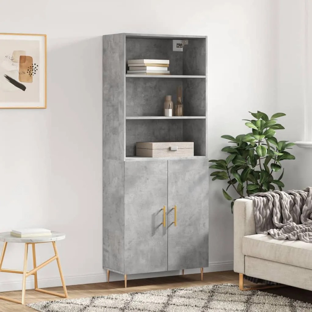 vidaXL Armário alto 69,5x34x180 cm derivados de madeira cinza cimento