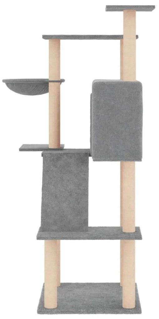 Árvore p/ gatos c/ postes arranhadores sisal 143 cm cinza-claro
