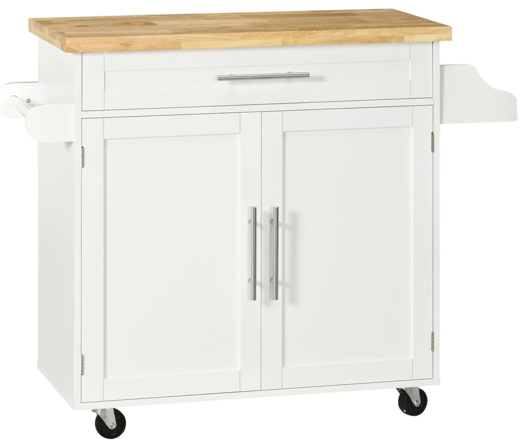 HOMCOM Cozinha Móvel Carrinho de Serviço 1 Suporte para Temperos 1 Porta Toalhas 109x40x89 cm Branco | Aosom Portugal