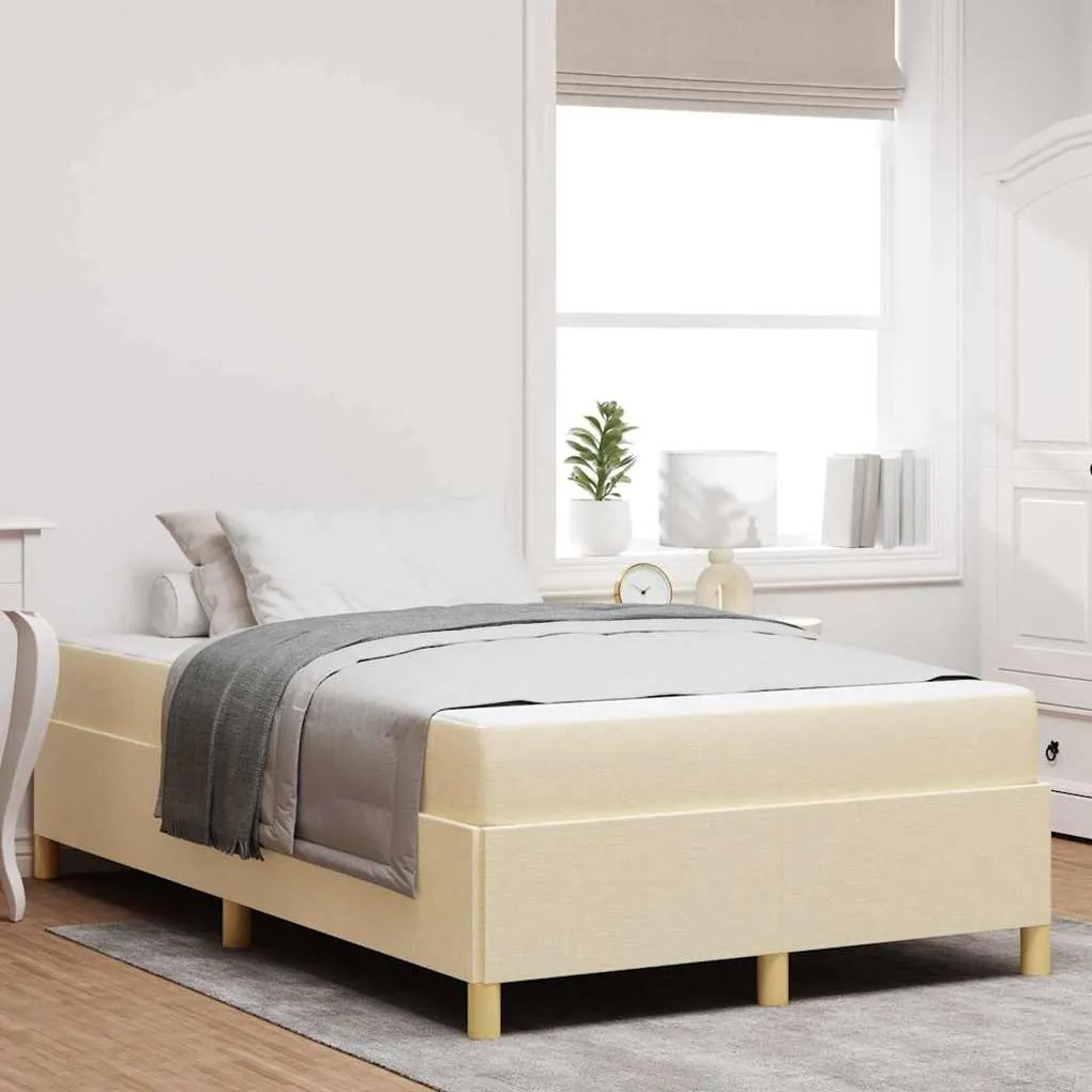 vidaXL Cama Box Outros Branco e Creme 120 x 190 cm Poliéster