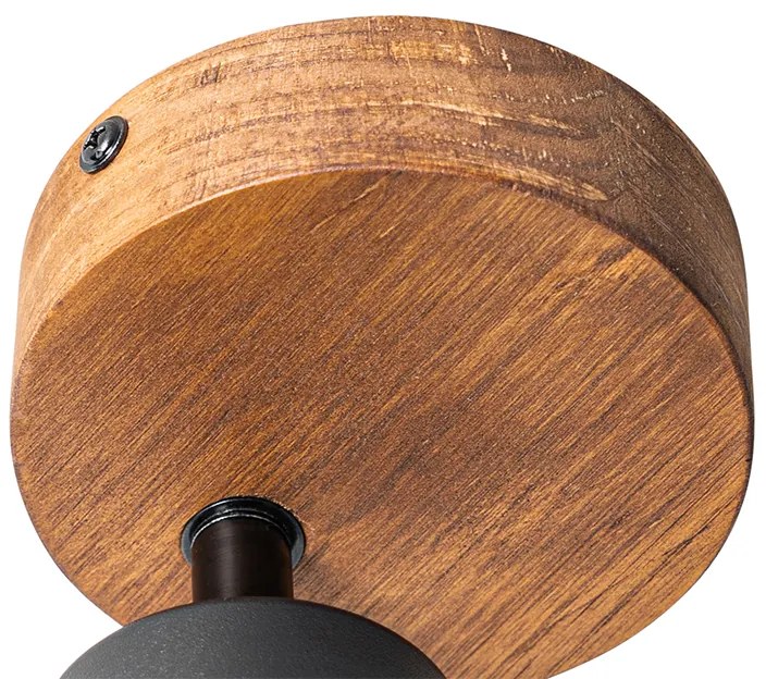 Projetores industriais pretos com madeira inclinável - Jeana